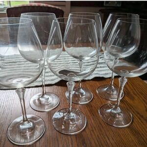 VTG 6 Spiegelau Crystal Red Wine Glasses Beehive Stem Clear Etched. Crown S Logo